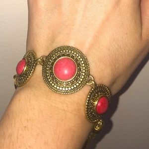 Lucky Brand gold bracelet coral stones